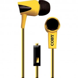 Audífonos Internos Con Micrófono Cable Doble Color Coby Amarillo CVE 122 YLW - Envío Gratuito