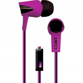 Audífonos Internos Con Micrófono Cable Doble Color Coby Morado CVE 122 PRP - Envío Gratuito