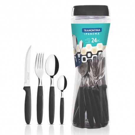 Juego de Cubiertos Tramontina Ipanema 24 pzs Negro - Envío Gratuito