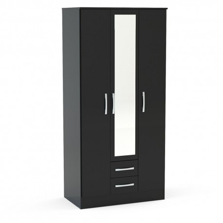 Ropero Politorno Klin 3 Puertas y 2 Cajones Negro - Envío Gratuito