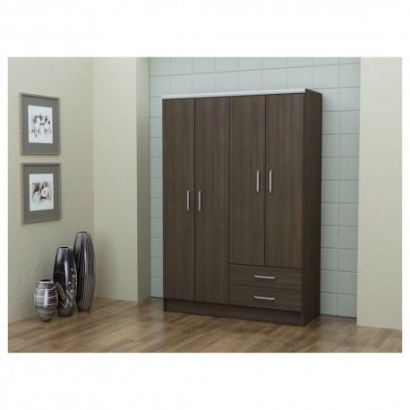 Ropero Politorno 4 Puertas y 2 Cajones Tabaco - Envío Gratuito