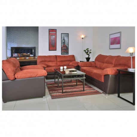 Sala Viena 3 Piezas  Café  Anaranjado - Envío Gratuito