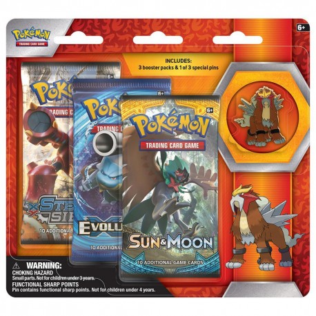 Pokemon Collectors Pin 3pack Legendary Beasts Entei - Envío Gratuito