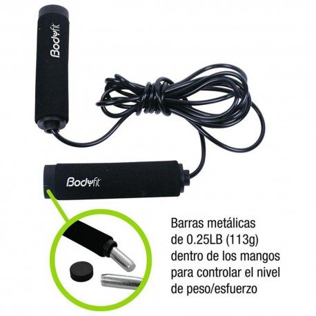 Bodyfit Cuerda de Salto con Peso Negro - Envío Gratuito