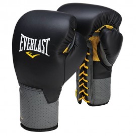Guantes Everlast Pro Leather C3 Negro con Gris 16 oz - Envío Gratuito